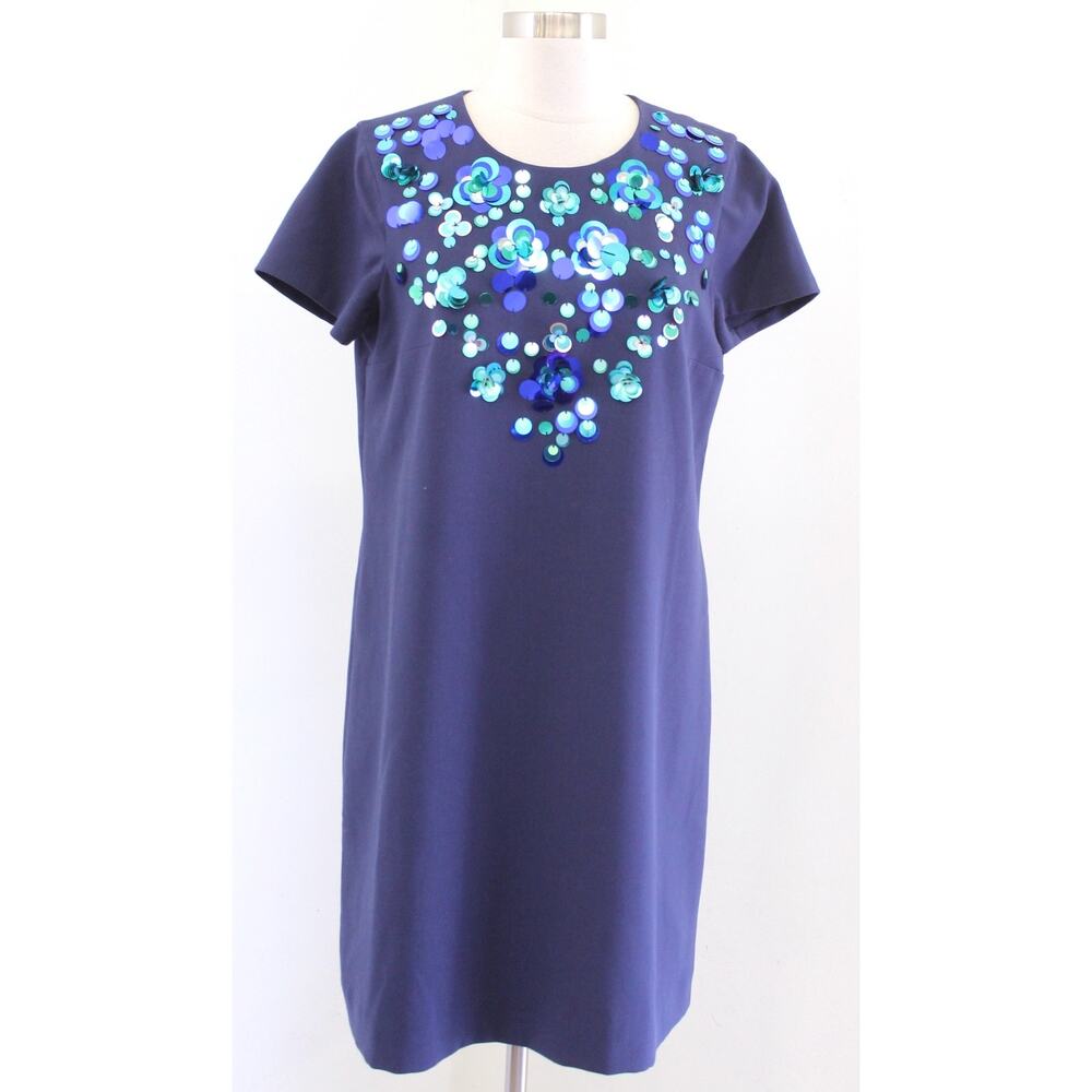 Lilly Pulitzer Havyn Navy Blue 3D Sequin Embellished Shift Dress Size 8